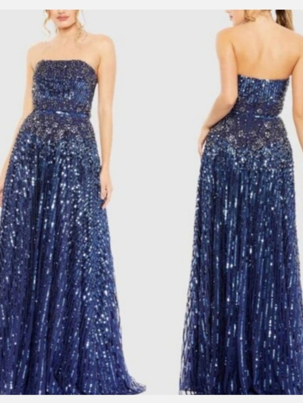 Mac Duggal 161 93915 Strapless Hand Embellished Beaded A Line Dress